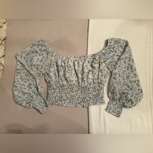 floral square neck flowy blouse with smocked waist